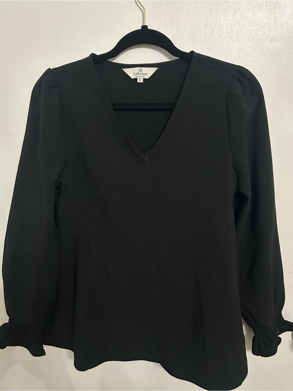 Rogue Black V-Neck Puff Sleeve Blouse